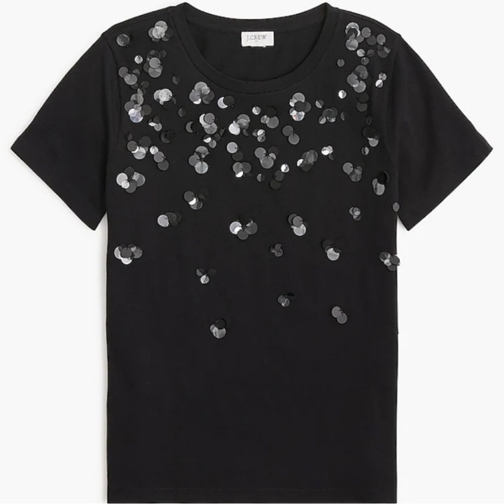 J. Crew Factory Black Tee with Silver Accents